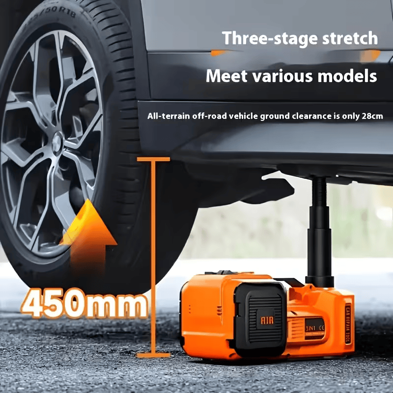 Electric jack lifting a vehicle